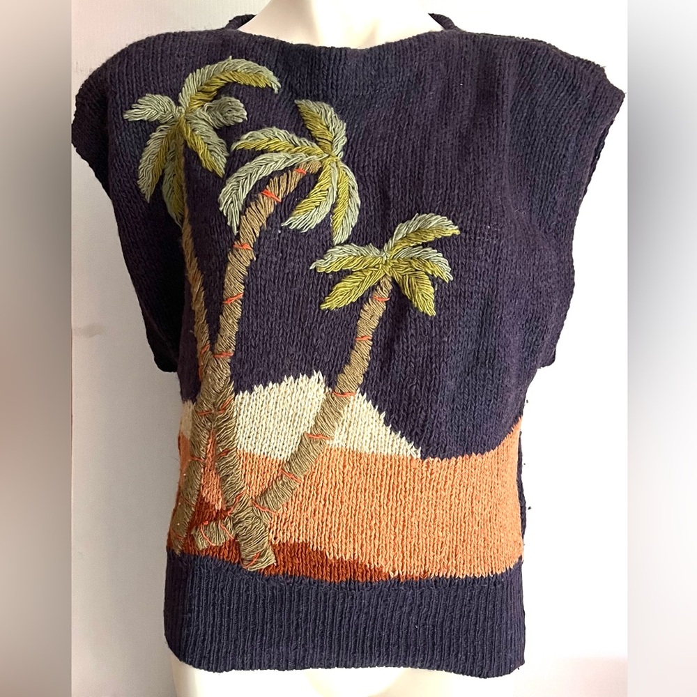 Vintage Palm Tree Tropical Sweater Vest
